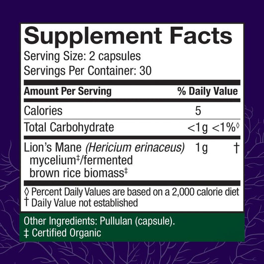 Organic Mushroom Mycelium Lion's Mane - 60 ct