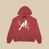 Vintage Washed Cardinal Zip-Up Hoodie