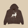 Vintage Washed Deer Zip-Up Hoodie