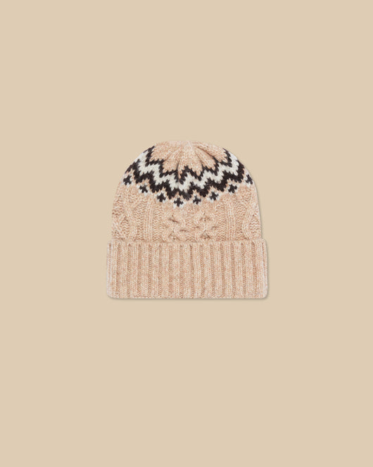 Oversized Fair Isle Wool Beanie