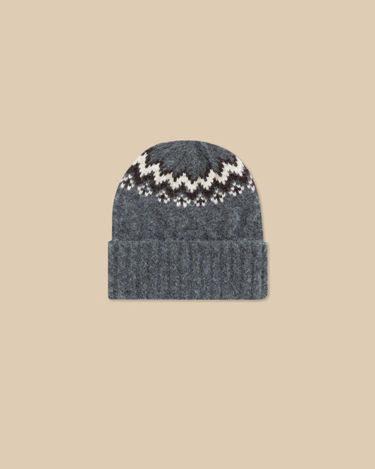 Oversized Fair Isle Wool Beanie