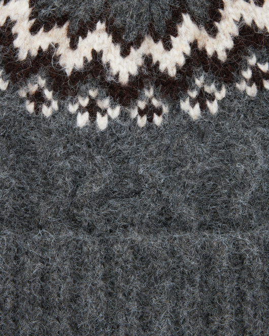 Oversized Fair Isle Wool Beanie