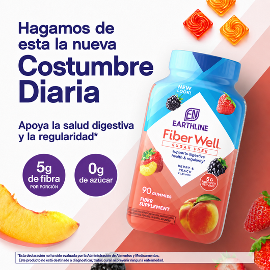 Gomitas de Fibra Sin Azúcar Earthline — 5g de Fibra — 90 Gomitas