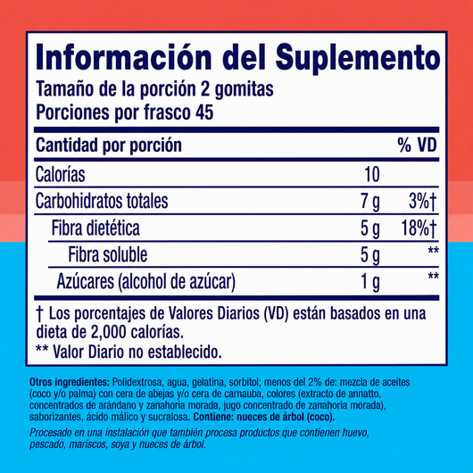 Gomitas de Fibra Sin Azúcar Earthline — 5g de Fibra — 90 Gomitas